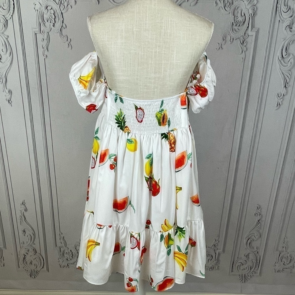 Casual Tropical Print Off The Shoulder Summer Dress - Picture 4 of 10